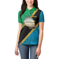 Kilimanjaro Tanzania Women Polo Shirt Grunge Flag Map of Tanzania - Wonder Print Shop
