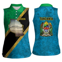 Kilimanjaro Tanzania Women Sleeveless Polo Shirt Grunge Flag Map of Tanzania - Wonder Print Shop