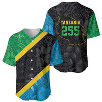 Tanzania 255 Baseball Jersey African Mix Pattern Flag Motif - Wonder Print Shop