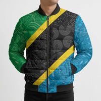 Tanzania 255 Bomber Puffer Jacket African Mix Pattern Flag Motif - Wonder Print Shop