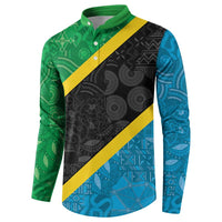 Tanzania 255 Button Sweatshirt African Mix Pattern Flag Motif - Wonder Print Shop