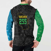 Tanzania 255 Button Sweatshirt African Mix Pattern Flag Motif - Wonder Print Shop