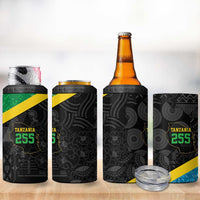 Tanzania 255 4 in 1 Can Cooler Tumbler African Mix Pattern Flag Motif - Wonder Print Shop