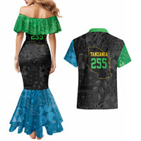 Tanzania 255 Couples Matching Mermaid Dress and Hawaiian Shirt African Mix Pattern Flag Motif - Wonder Print Shop