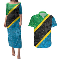 Tanzania 255 Couples Matching Puletasi and Hawaiian Shirt African Mix Pattern Flag Motif - Wonder Print Shop