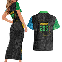 Tanzania 255 Couples Matching Short Sleeve Bodycon Dress and Hawaiian Shirt African Mix Pattern Flag Motif - Wonder Print Shop