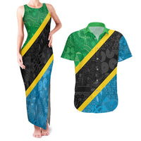 Tanzania 255 Couples Matching Tank Maxi Dress and Hawaiian Shirt African Mix Pattern Flag Motif - Wonder Print Shop