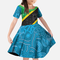 Tanzania 255 Family Matching Off Shoulder Maxi Dress and Hawaiian Shirt African Mix Pattern Flag Motif - Wonder Print Shop