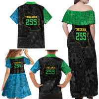 Tanzania 255 Family Matching Off Shoulder Maxi Dress and Hawaiian Shirt African Mix Pattern Flag Motif - Wonder Print Shop
