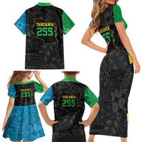 Tanzania 255 Family Matching Short Sleeve Bodycon Dress and Hawaiian Shirt African Mix Pattern Flag Motif - Wonder Print Shop