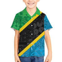 Tanzania 255 Family Matching Tank Maxi Dress and Hawaiian Shirt African Mix Pattern Flag Motif - Wonder Print Shop