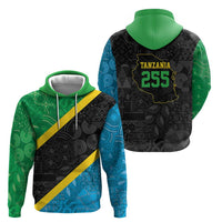 Tanzania 255 Hoodie African Mix Pattern Flag Motif - Wonder Print Shop