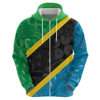 Tanzania 255 Hoodie African Mix Pattern Flag Motif - Wonder Print Shop