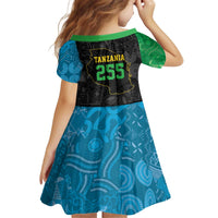 Tanzania 255 Kid Short Sleeve Dress African Mix Pattern Flag Motif - Wonder Print Shop