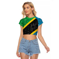 Tanzania 255 Raglan Cropped T Shirt African Mix Pattern Flag Motif - Wonder Print Shop