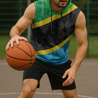 Tanzania 255 Sleeveless Hoodie African Mix Pattern Flag Motif - Wonder Print Shop