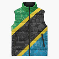 Tanzania 255 Sleeveless Puffer Jacket African Mix Pattern Flag Motif - Wonder Print Shop