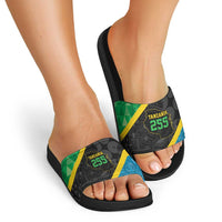 Tanzania 255 Slide Sandals African Mix Pattern Flag Motif - Wonder Print Shop