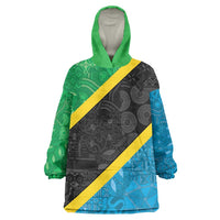 Tanzania 255 Wearable Blanket Hoodie African Mix Pattern Flag Motif - Wonder Print Shop