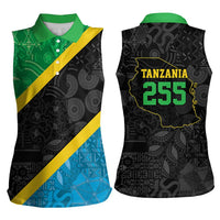 Tanzania 255 Women Sleeveless Polo Shirt African Mix Pattern Flag Motif - Wonder Print Shop