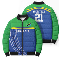 Tanzania Cricket Custom Bomber Puffer Jacket The Cows Tanzania Pattern - Wonder Print Shop