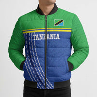 Tanzania Cricket Custom Bomber Puffer Jacket The Cows Tanzania Pattern - Wonder Print Shop