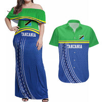 Tanzania Cricket Custom Couples Matching Off Shoulder Maxi Dress and Hawaiian Shirt The Cows Tanzania Pattern - Wonder Print Shop