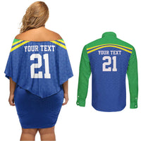 Tanzania Cricket Custom Couples Matching Off Shoulder Short Dress and Long Sleeve Button Shirt The Cows Tanzania Pattern - Wonder Print Shop