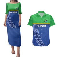 Tanzania Cricket Custom Couples Matching Puletasi and Hawaiian Shirt The Cows Tanzania Pattern - Wonder Print Shop