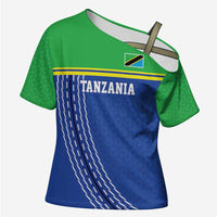 Tanzania Cricket Custom Cross Shoulder Shirt The Cows Tanzania Pattern - Wonder Print Shop