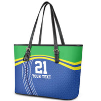 Tanzania Cricket Custom Leather Tote Bag The Cows Tanzania Pattern - Wonder Print Shop