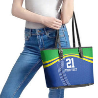 Tanzania Cricket Custom Leather Tote Bag The Cows Tanzania Pattern - Wonder Print Shop