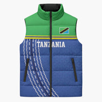 Tanzania Cricket Custom Sleeveless Puffer Jacket The Cows Tanzania Pattern - Wonder Print Shop