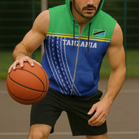 Tanzania Cricket Custom Sleeveless Zip Hoodie The Cows Tanzania Pattern - Wonder Print Shop