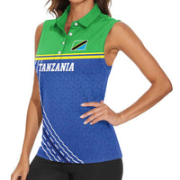 Tanzania Cricket Custom Women Sleeveless Polo Shirt The Cows Tanzania Pattern - Wonder Print Shop