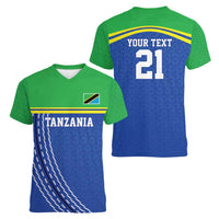 Tanzania Cricket Custom Women V-Neck T-Shirt The Cows Tanzania Pattern - Wonder Print Shop