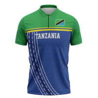 Tanzania Cricket Custom Zipper Polo Shirt The Cows Tanzania Pattern - Wonder Print Shop