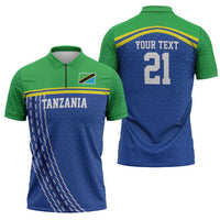 Tanzania Cricket Custom Zipper Polo Shirt The Cows Tanzania Pattern - Wonder Print Shop