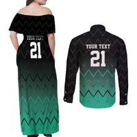 Tanzania Football Custom Couples Matching Off Shoulder Maxi Dress and Long Sleeve Button Shirt Retro 2023-24 Tanzania History - Wonder Print Shop
