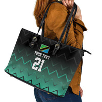 Tanzania Football Custom Leather Tote Bag Retro 2023-24 Tanzania History - Wonder Print Shop