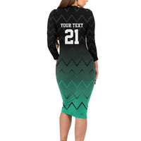 Tanzania Football Custom Long Sleeve Bodycon Dress Retro 2023-24 Tanzania History - Wonder Print Shop