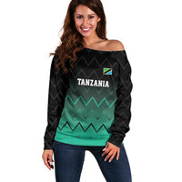 Tanzania Football Custom Off Shoulder Sweater Retro 2023-24 Tanzania History - Wonder Print Shop