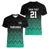 Tanzania Football Custom Women V-Neck T-Shirt Retro 2023-24 Tanzania History - Wonder Print Shop