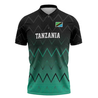 Tanzania Football Custom Zipper Polo Shirt Retro 2023-24 Tanzania History - Wonder Print Shop