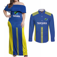 Tanzania Football Custom Couples Matching Off Shoulder Maxi Dress and Long Sleeve Button Shirt Taifa Stars Go Champion - Wonder Print Shop