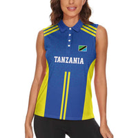Tanzania Football Custom Women Sleeveless Polo Shirt Taifa Stars Go Champion - Wonder Print Shop