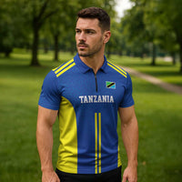 Tanzania Football Custom Zipper Polo Shirt Taifa Stars Go Champion - Wonder Print Shop