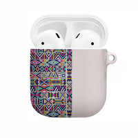 African Ndebele Art Patterns AirPods Case Beige Half Style