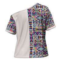 African Ndebele Art Patterns Cross Shoulder Shirt Beige Half Style