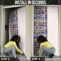 African Ndebele Art Patterns Door Cover Beige Half Style